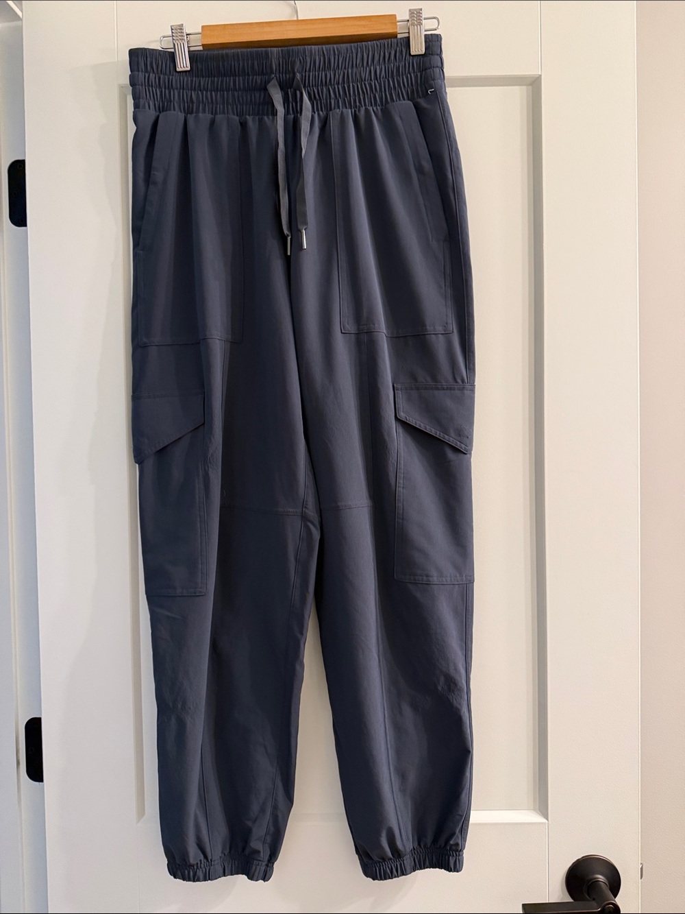 SPANX Navy Elastic Waist Cargo Jogger Pants